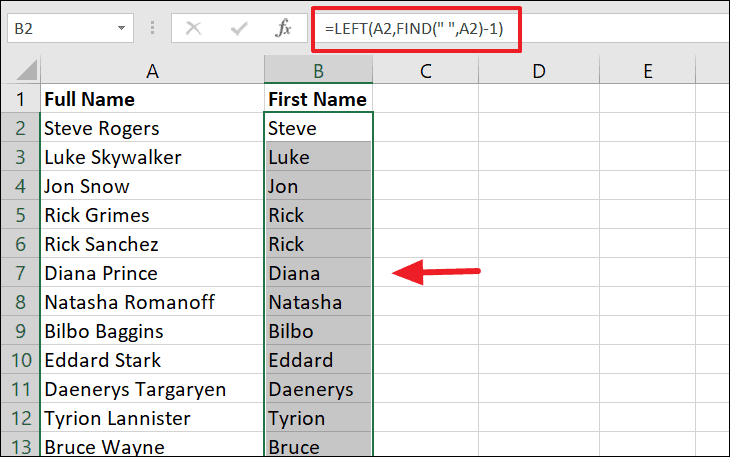 Separate First and Last Name in Excel (Split Names Using Formulas)