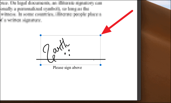 Resizing digitized signature