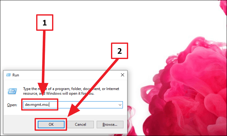 Opening device manager from run