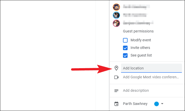 add location to google chat rooms event