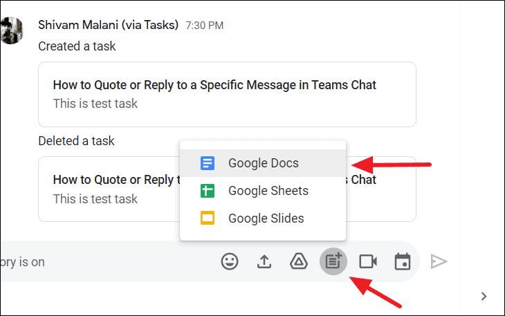 chat on google docs