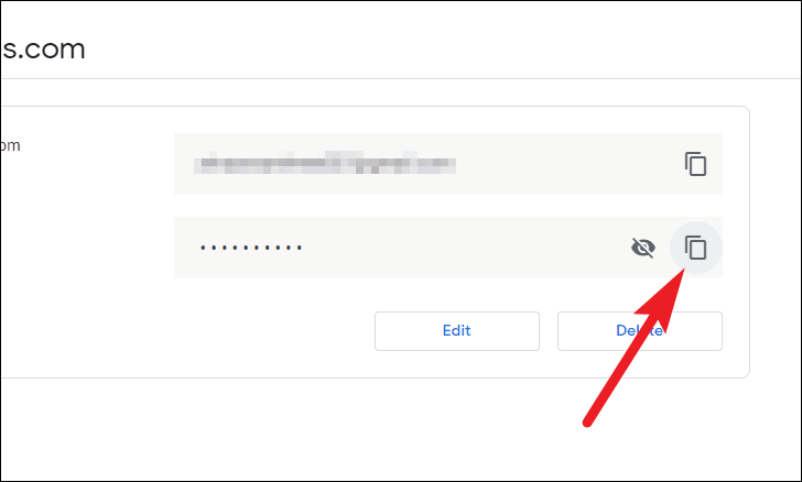 click copy icon to copy the saved passwords