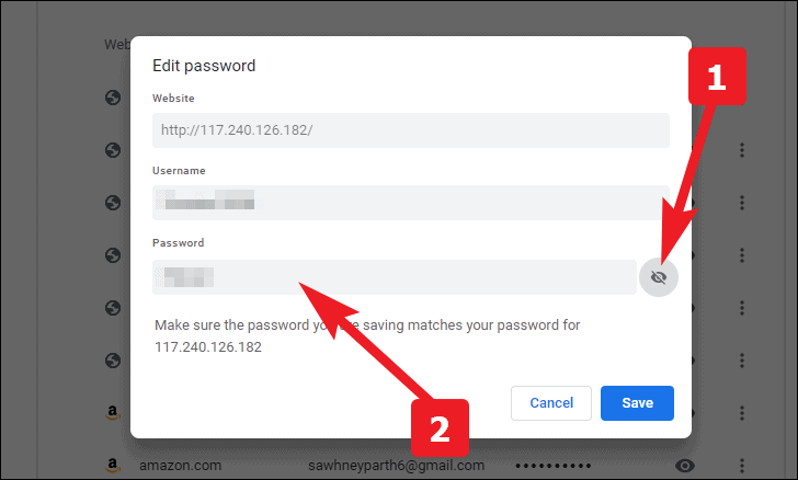edit or update the saved passwords