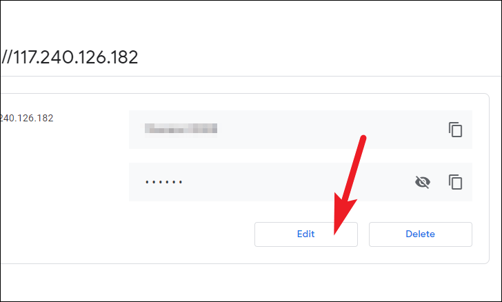 click edit to edit or update saved passwords