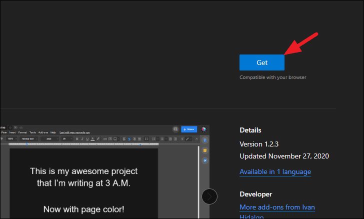 google docs dark mode safari extension