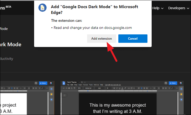 google docs dark mode safari extension