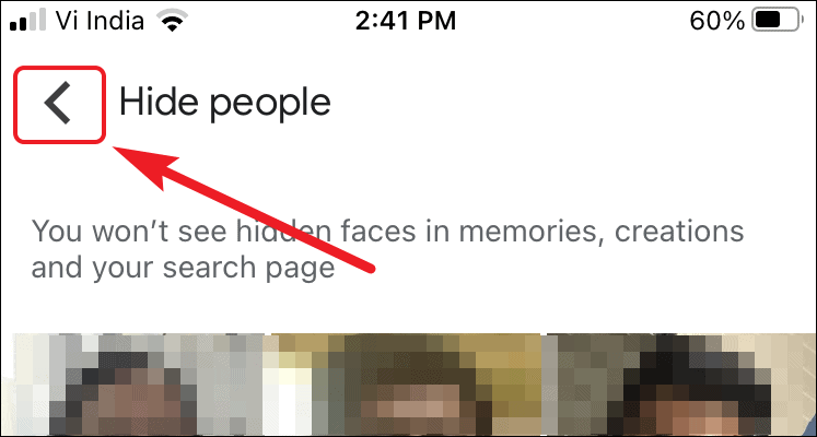 tap to apply changes and hide some people in memories