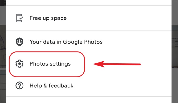 tap on Google Photos settings