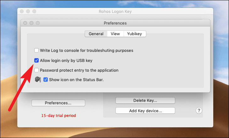 click to only allow usb key to login