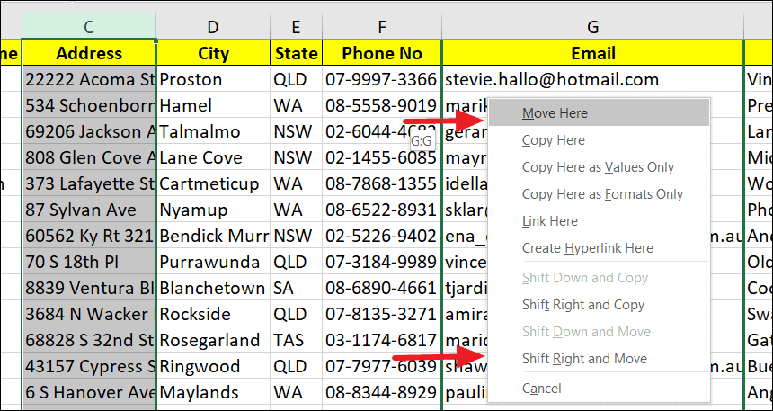 How to Move Columns in Excel