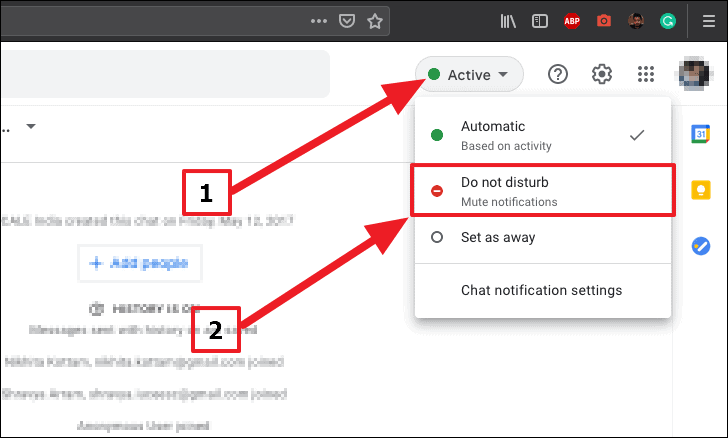 Accessing the menu to mute the notifcations