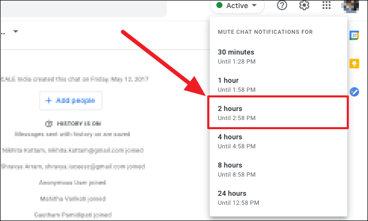 Muting the notification for Google chat in desktop devices