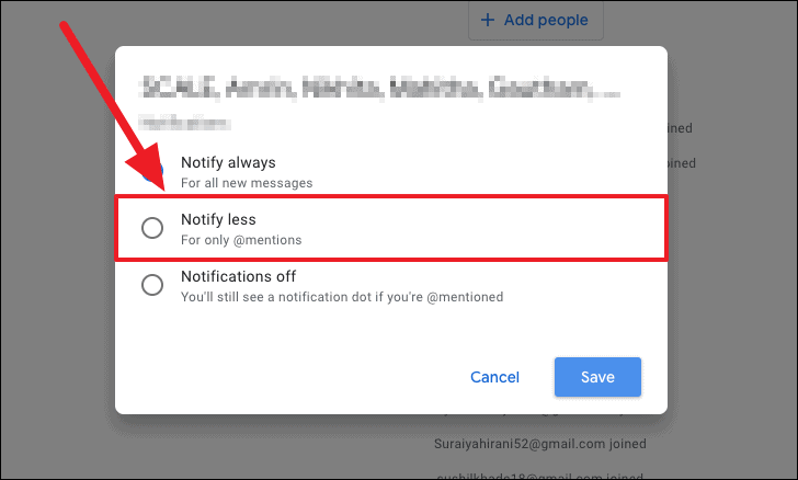 Reduce notifications for group