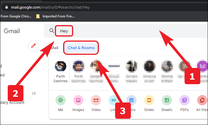 search in google chat from gmail on desktop