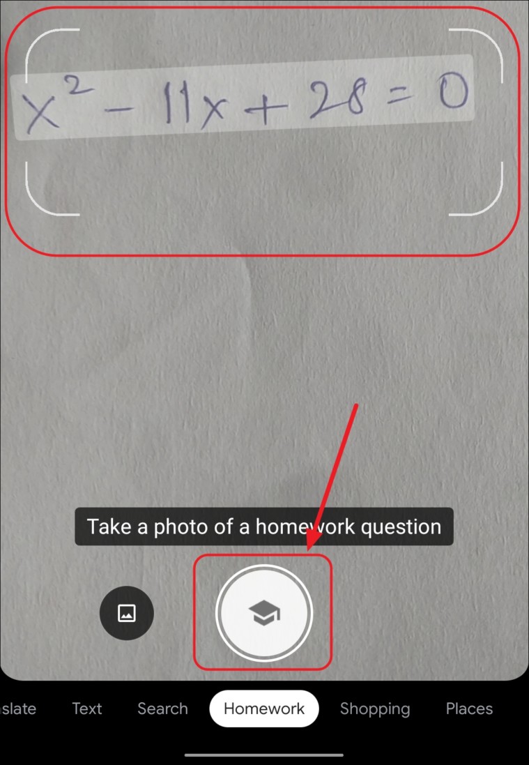 solve homework with camera google