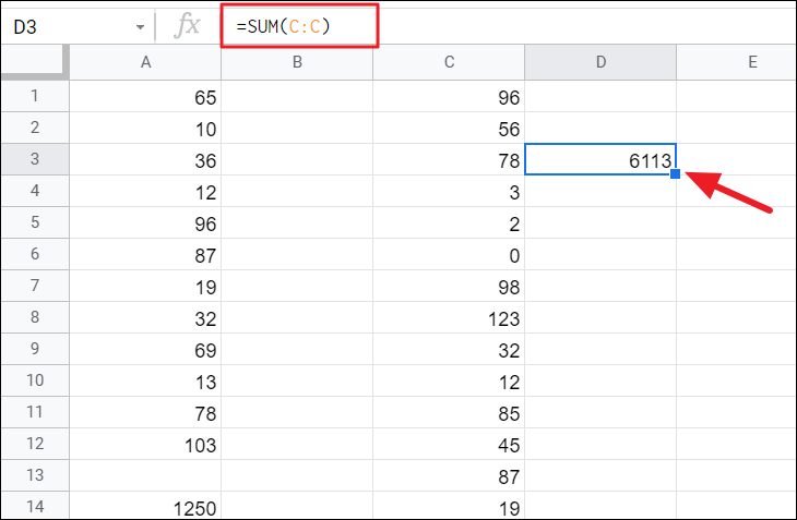 Google Sheets SUM Function