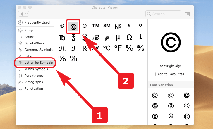 click on the copyright symbol to type the copyright symbol