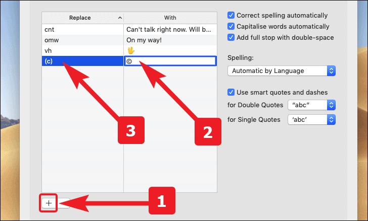 type the copyright symbol by creating a custom keyboard shortcut 