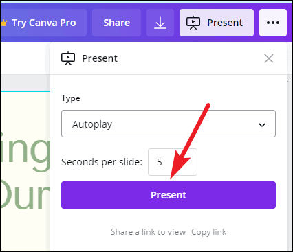 presentation size in canva