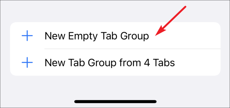 click new empty tab group to create new group in safari
