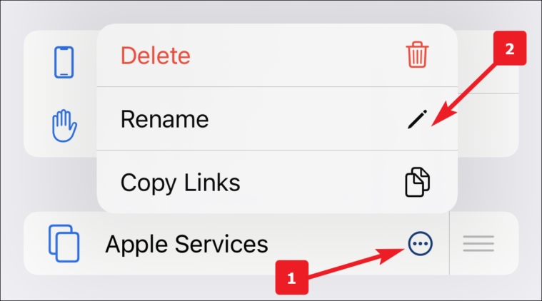 click rename to rename tab groups in safari