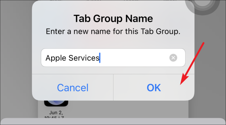 type name to create tab group in safari