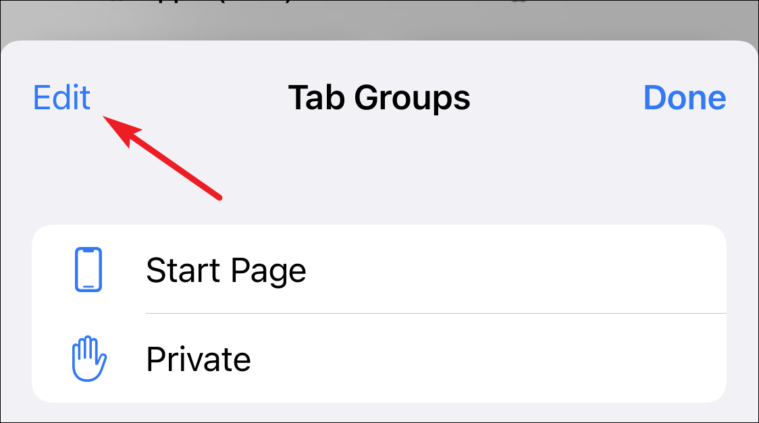 click on edit to rename tab groups in safari