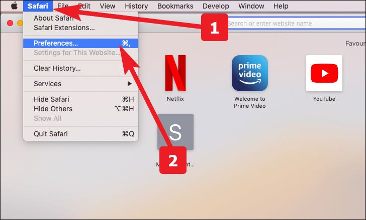 click to open safari preferences to reset safari to default settings