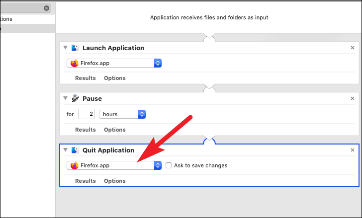 select the application to schedule close the application