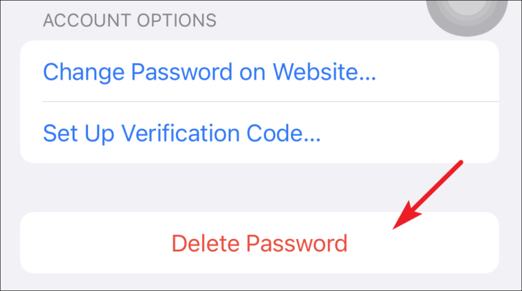tap delete saved passwords from iCloud keychain from iPhone