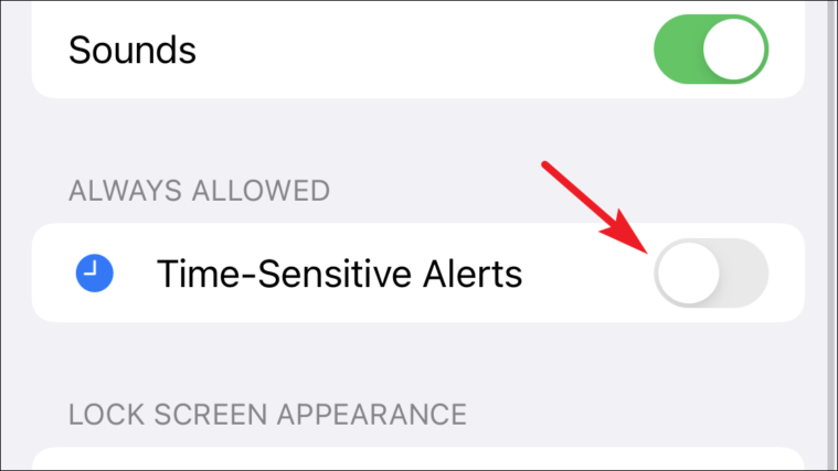 disable time-sensitive notification for an app