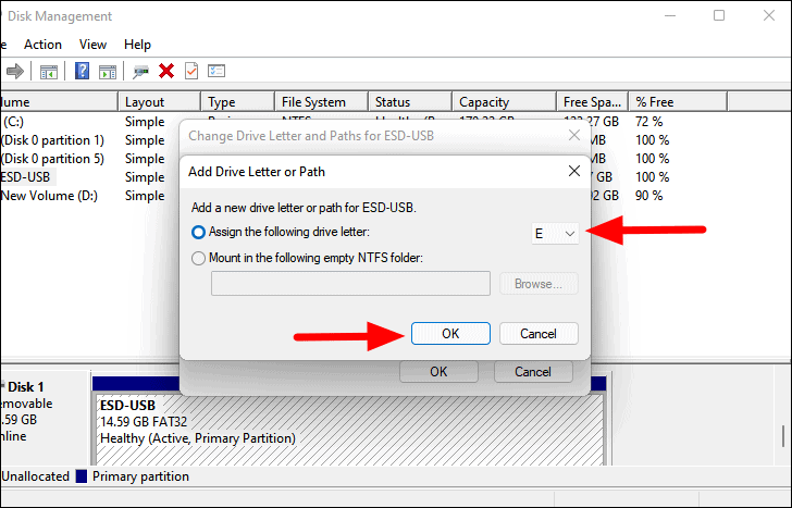 fix usb drive letter assignment