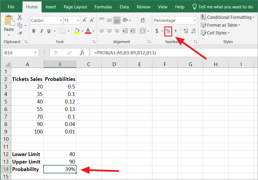 How to Calculate Probability in Excel