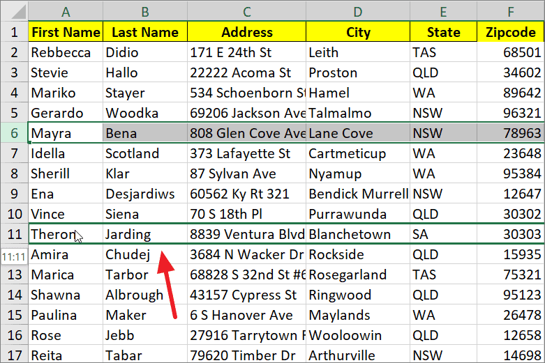 How to Move a Row in Excel