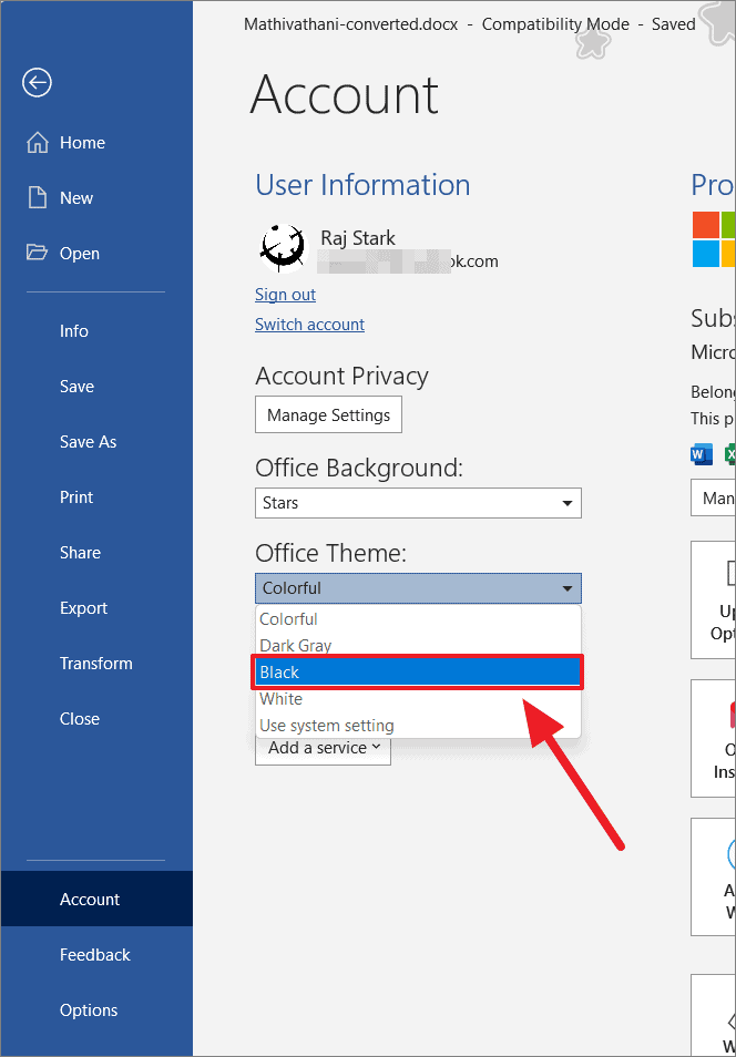 How to Change Microsoft Word to Light Mode or Dark Mode