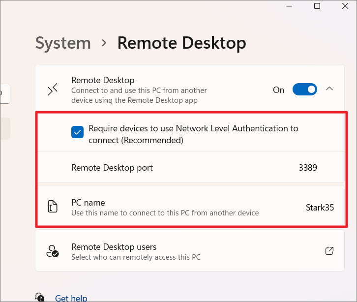 Enable remote. Win 11 RDP.