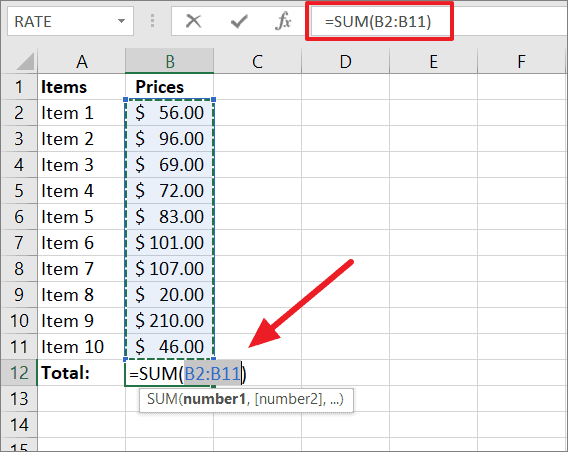 How do i get a 2025 column to total in excel