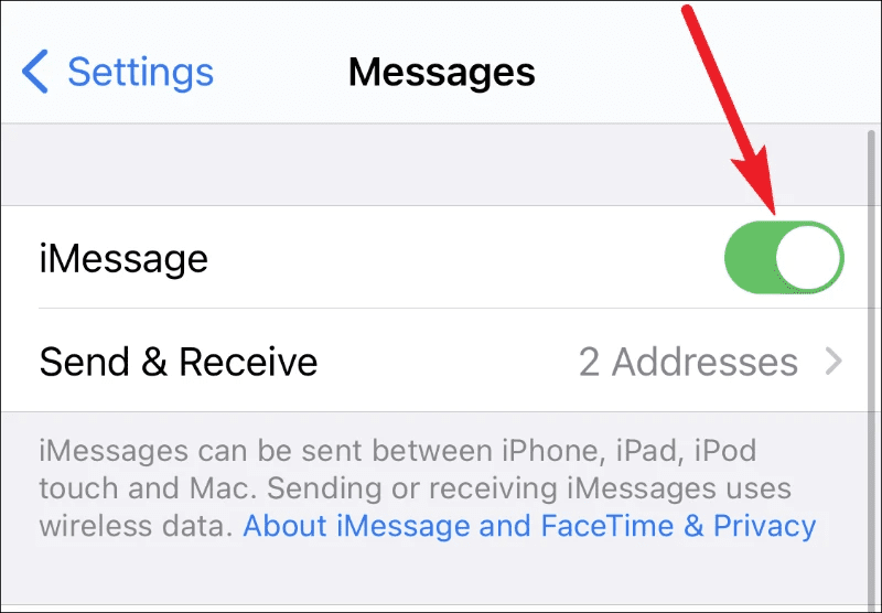 switch from text to imessage