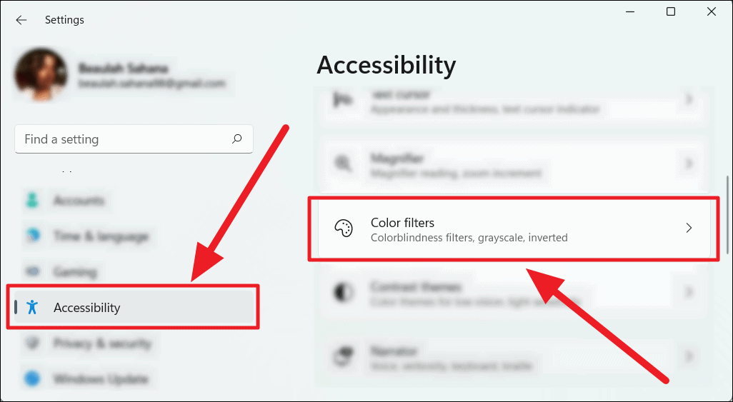 Enable color filters (accessibility) on Windows 11 - Pureinfotech