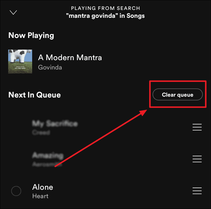 what does queue mean in spotify