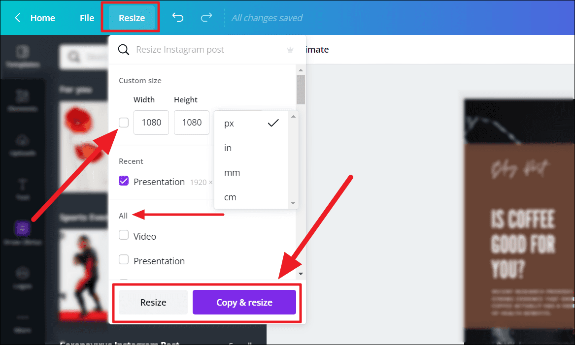 canva presentation dimensions