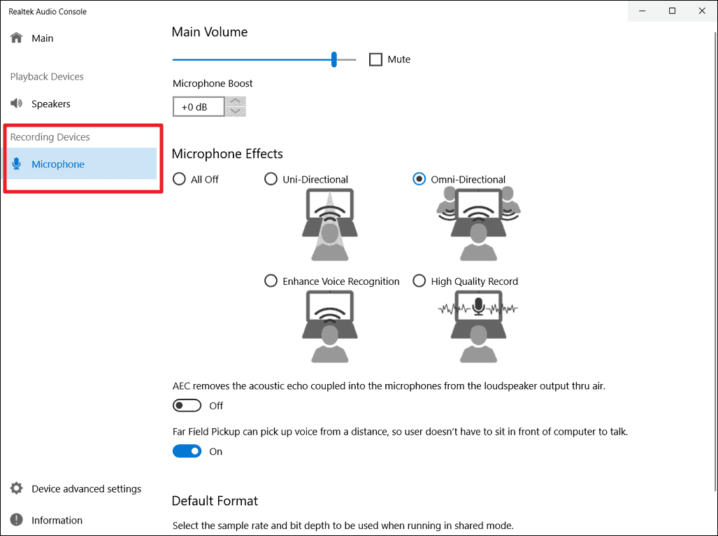 Realtek audio console