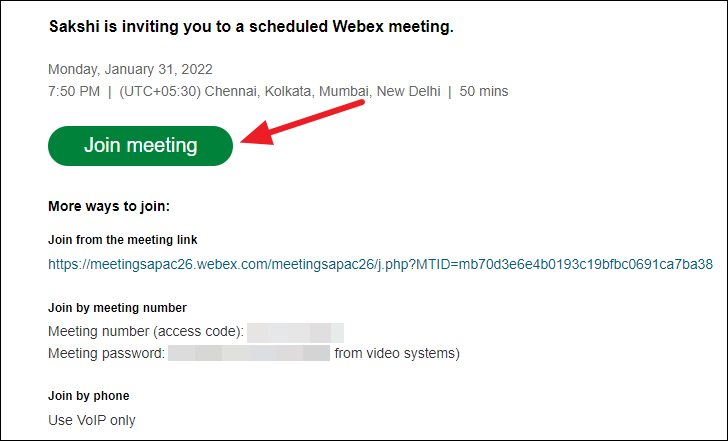 join zoom meeting from webex