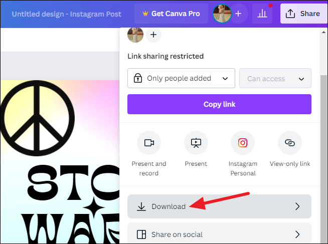 how to download shared canva presentation