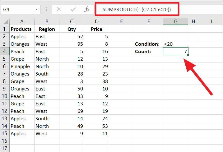 How To Use Excel Sumproduct Function 7915