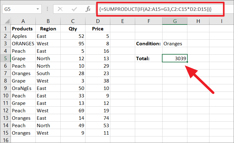 How To Use Excel Sumproduct Function 2963