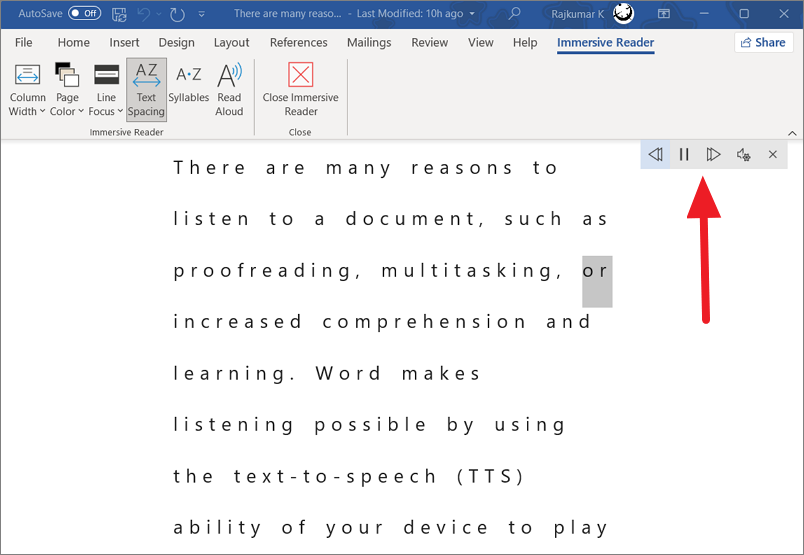 speech on word document