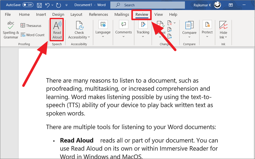 Microsoft Word reads to you: How to use the Speak and Read Aloud