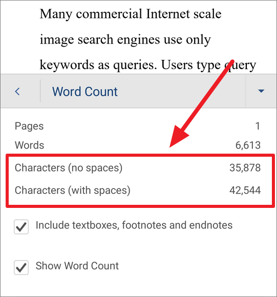 How to show a character count in Pages