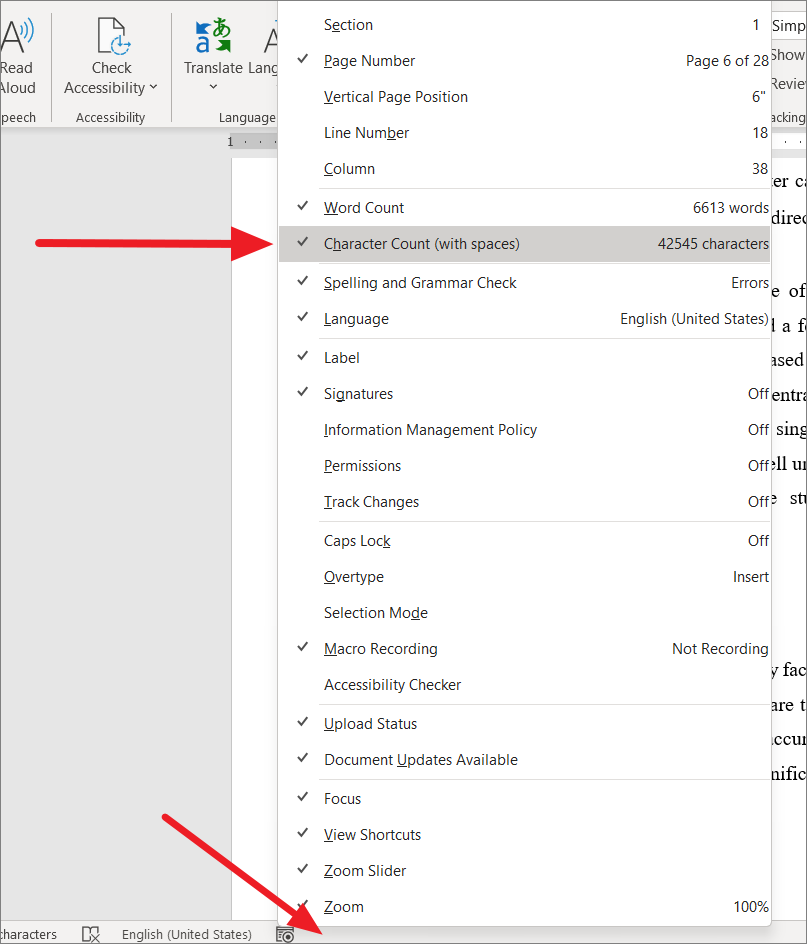 How to Get a Character Count in Microsoft Word